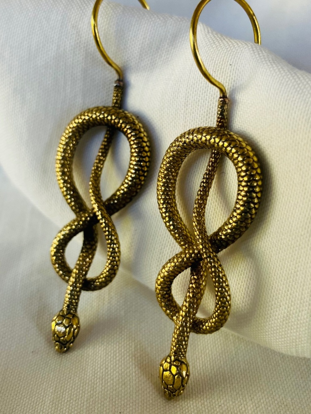 New Golden Brass Wrapped Snake / Serpent Earrings